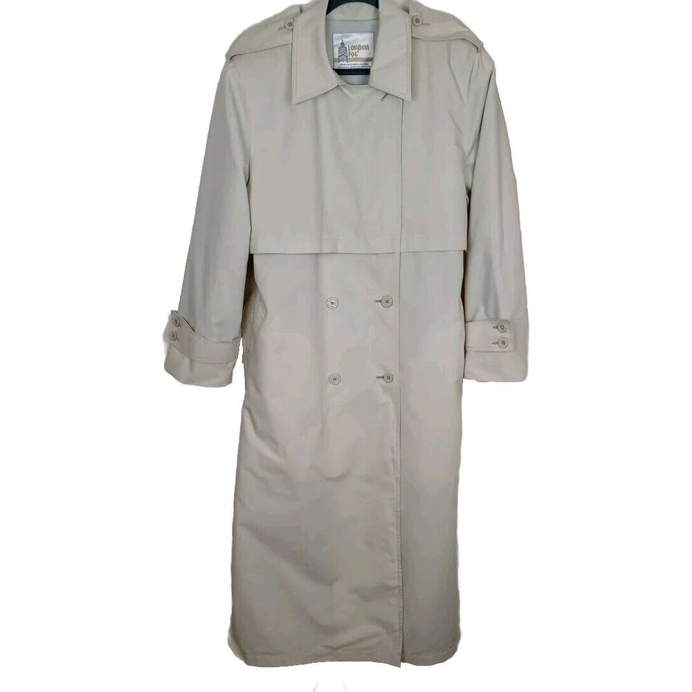 Vintage London Fog Women's Size 14 Regular Light Beige Belted Lined Trench Coat